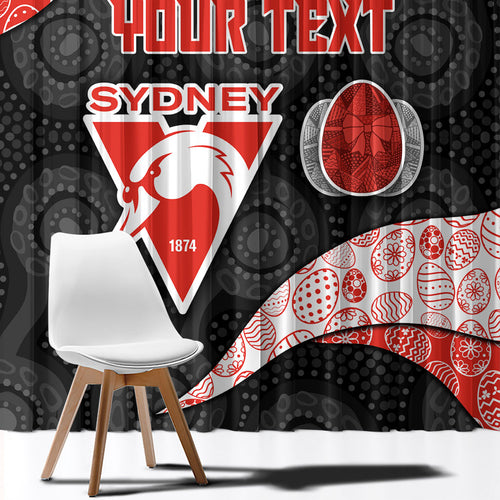 Personalized Sydney Football Window Curtain Easter Egg Pattern Red White Tribal Dot Art Style