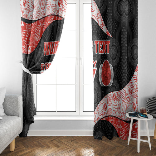 Personalized Sydney Football Window Curtain Easter Egg Pattern Red White Tribal Dot Art Style