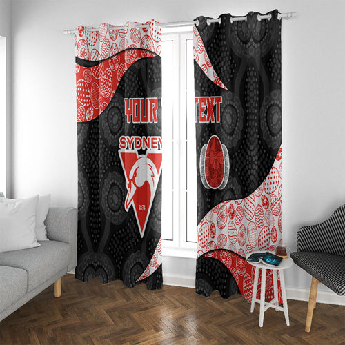 Personalized Sydney Football Window Curtain Easter Egg Pattern Red White Tribal Dot Art Style
