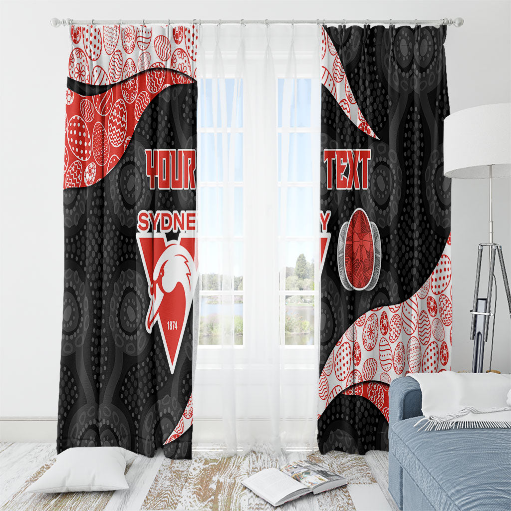 Personalized Sydney Football Window Curtain Easter Egg Pattern Red White Tribal Dot Art Style