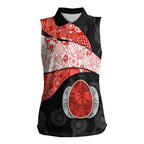 Personalized Sydney Football Women Sleeveless Polo Shirt Easter Egg Pattern Red White Tribal Dot Art Style