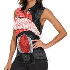 Personalized Sydney Football Women Sleeveless Polo Shirt Easter Egg Pattern Red White Tribal Dot Art Style