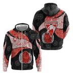 Personalized Sydney Football Zip Hoodie Easter Egg Pattern Red White Tribal Dot Art Style