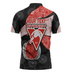 Personalized Sydney Football Zipper Polo Shirt Easter Egg Pattern Red White Tribal Dot Art Style