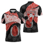 Personalized Sydney Football Zipper Polo Shirt Easter Egg Pattern Red White Tribal Dot Art Style