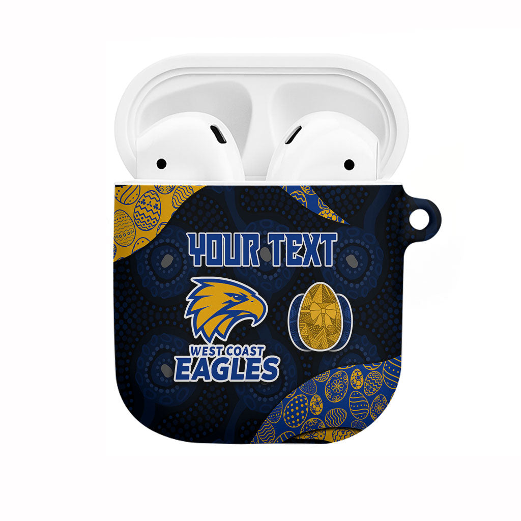 Personalized West Coast Eagles Football AirPods Case Easter Egg Pattern Blue Gold Tribal Dot Art Style