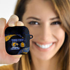 Personalized West Coast Eagles Football AirPods Case Easter Egg Pattern Blue Gold Tribal Dot Art Style