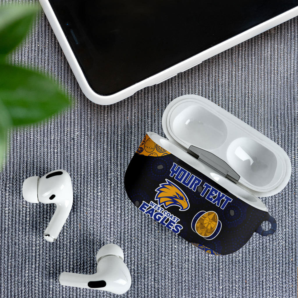 Personalized West Coast Eagles Football AirPods Case Easter Egg Pattern Blue Gold Tribal Dot Art Style
