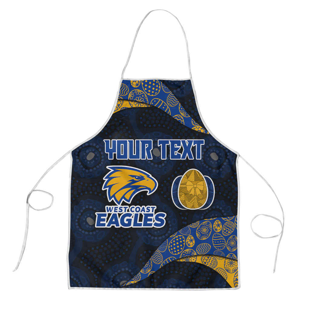 Personalized West Coast Eagles Football Apron Easter Egg Pattern Blue Gold Tribal Dot Art Style