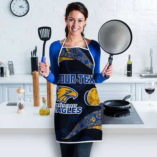Personalized West Coast Eagles Football Apron Easter Egg Pattern Blue Gold Tribal Dot Art Style