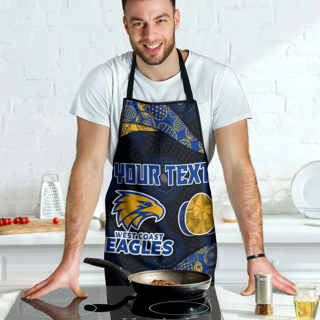Personalized West Coast Eagles Football Apron Easter Egg Pattern Blue Gold Tribal Dot Art Style