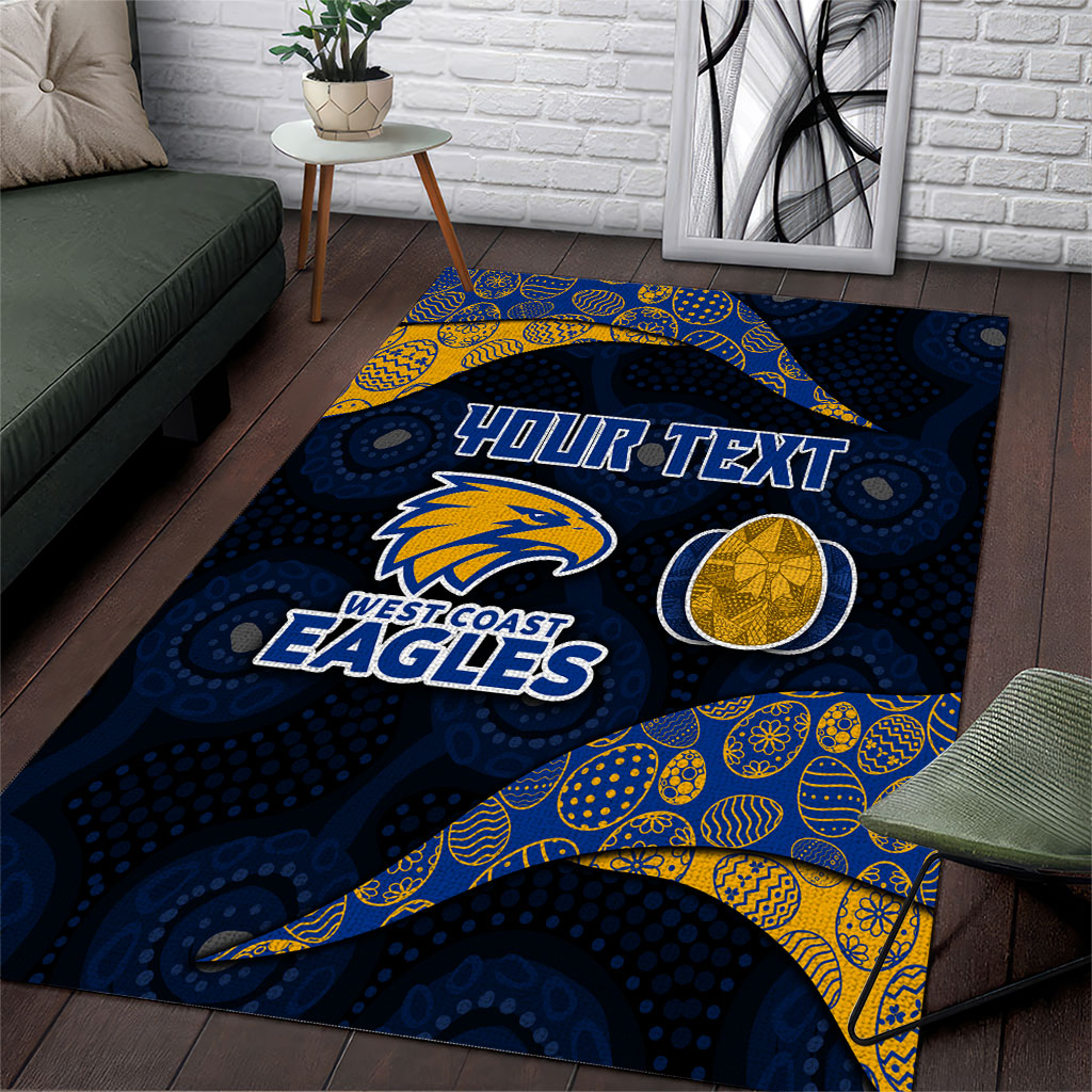 Personalized West Coast Eagles Football Area Rug Easter Egg Pattern Blue Gold Tribal Dot Art Style
