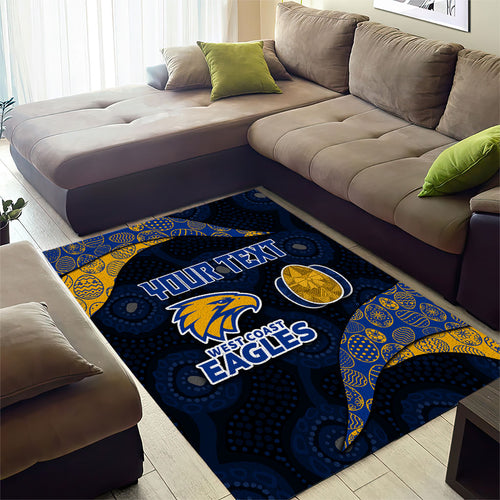 Personalized West Coast Eagles Football Area Rug Easter Egg Pattern Blue Gold Tribal Dot Art Style