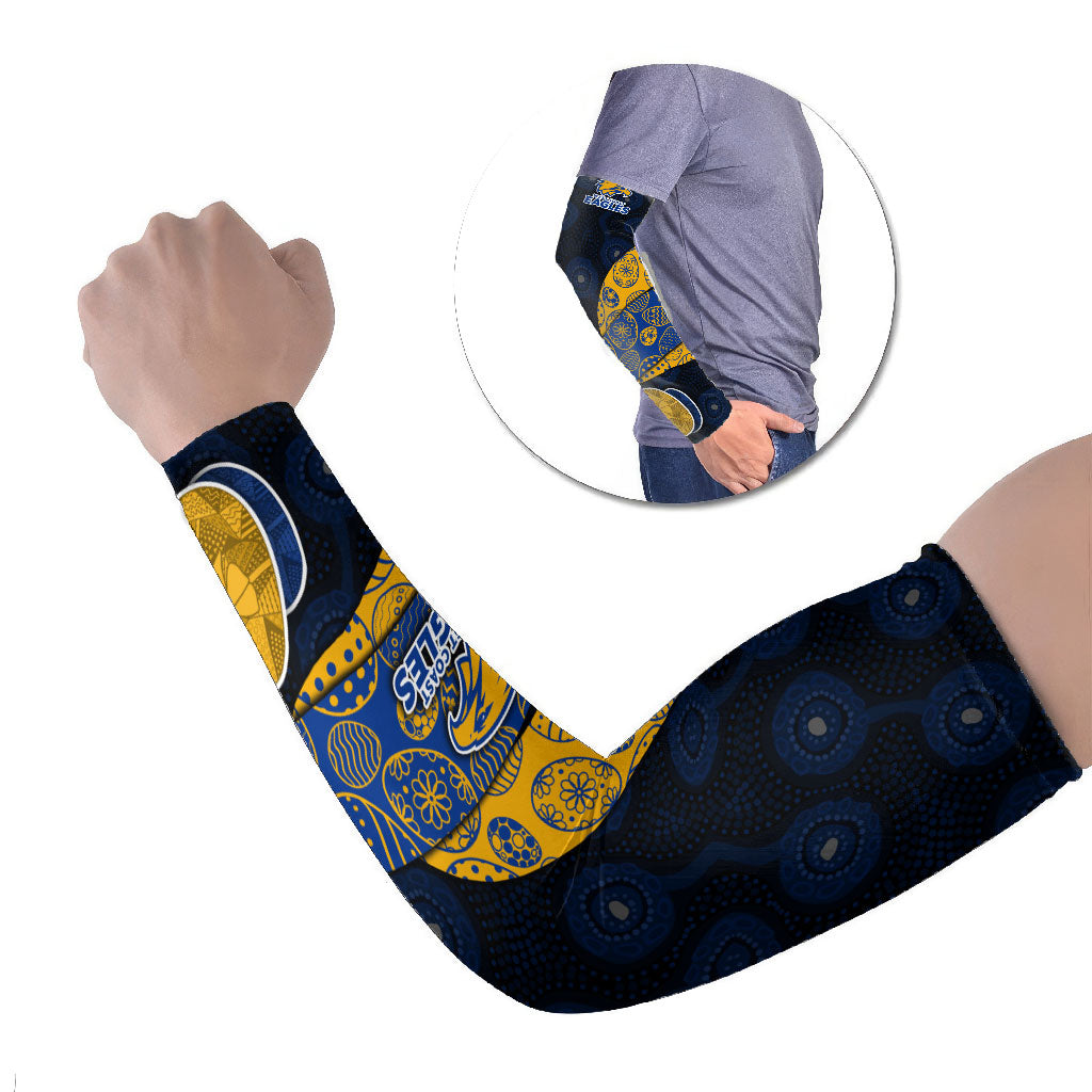 Personalized West Coast Eagles Football Arm Sleeves Easter Egg Pattern Blue Gold Tribal Dot Art Style