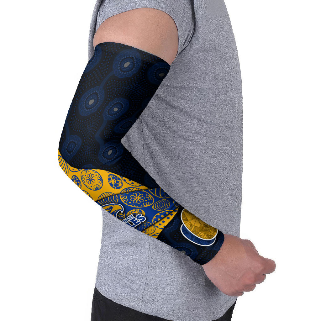 Personalized West Coast Eagles Football Arm Sleeves Easter Egg Pattern Blue Gold Tribal Dot Art Style