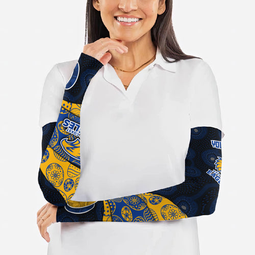 Personalized West Coast Eagles Football Arm Sleeves Easter Egg Pattern Blue Gold Tribal Dot Art Style