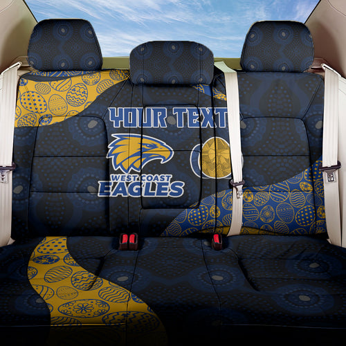 Personalized West Coast Eagles Football Back Car Seat Cover Easter Egg Pattern Blue Gold Tribal Dot Art Style