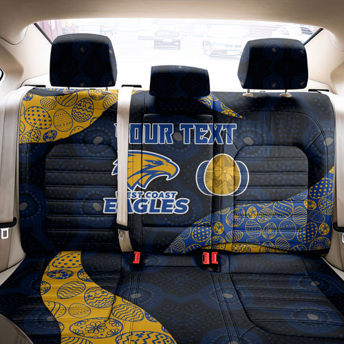 Personalized West Coast Eagles Football Back Car Seat Cover Easter Egg Pattern Blue Gold Tribal Dot Art Style