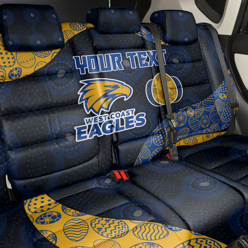 Personalized West Coast Eagles Football Back Car Seat Cover Easter Egg Pattern Blue Gold Tribal Dot Art Style