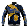 Personalized West Coast Eagles Football Baseball Jacket Easter Egg Pattern Blue Gold Tribal Dot Art Style