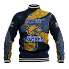 Personalized West Coast Eagles Football Baseball Jacket Easter Egg Pattern Blue Gold Tribal Dot Art Style