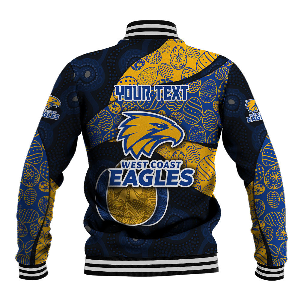 Personalized West Coast Eagles Football Baseball Jacket Easter Egg Pattern Blue Gold Tribal Dot Art Style