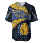 Personalized West Coast Eagles Football Baseball Jersey Easter Egg Pattern Blue Gold Tribal Dot Art Style