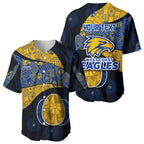 Personalized West Coast Eagles Football Baseball Jersey Easter Egg Pattern Blue Gold Tribal Dot Art Style