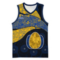 Personalized West Coast Eagles Football Basketball Jersey Easter Egg Pattern Blue Gold Tribal Dot Art Style