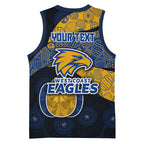 Personalized West Coast Eagles Football Basketball Jersey Easter Egg Pattern Blue Gold Tribal Dot Art Style