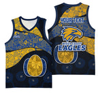Personalized West Coast Eagles Football Basketball Jersey Easter Egg Pattern Blue Gold Tribal Dot Art Style