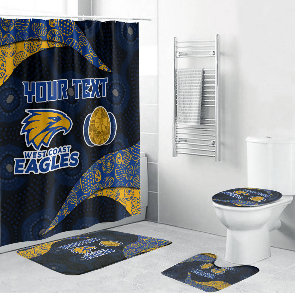 Personalized West Coast Eagles Football Bathroom Set Easter Egg Pattern Blue Gold Tribal Dot Art Style