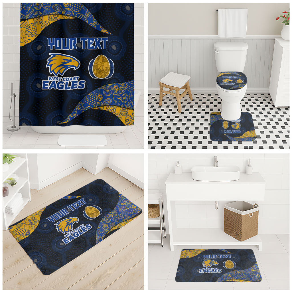 Personalized West Coast Eagles Football Bathroom Set Easter Egg Pattern Blue Gold Tribal Dot Art Style