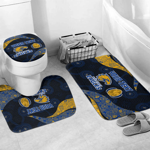 Personalized West Coast Eagles Football Bathroom Set Easter Egg Pattern Blue Gold Tribal Dot Art Style