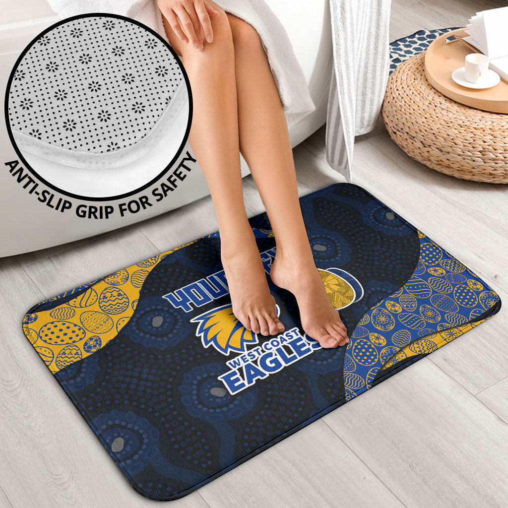 Personalized West Coast Eagles Football Bathroom Set Easter Egg Pattern Blue Gold Tribal Dot Art Style