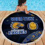 Personalized West Coast Eagles Football Beach Blanket Easter Egg Pattern Blue Gold Tribal Dot Art Style