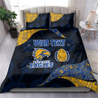 Personalized West Coast Eagles Football Bedding Set Easter Egg Pattern Blue Gold Tribal Dot Art Style