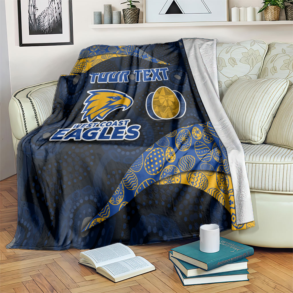 Personalized West Coast Eagles Football Blanket Easter Egg Pattern Blue Gold Tribal Dot Art Style