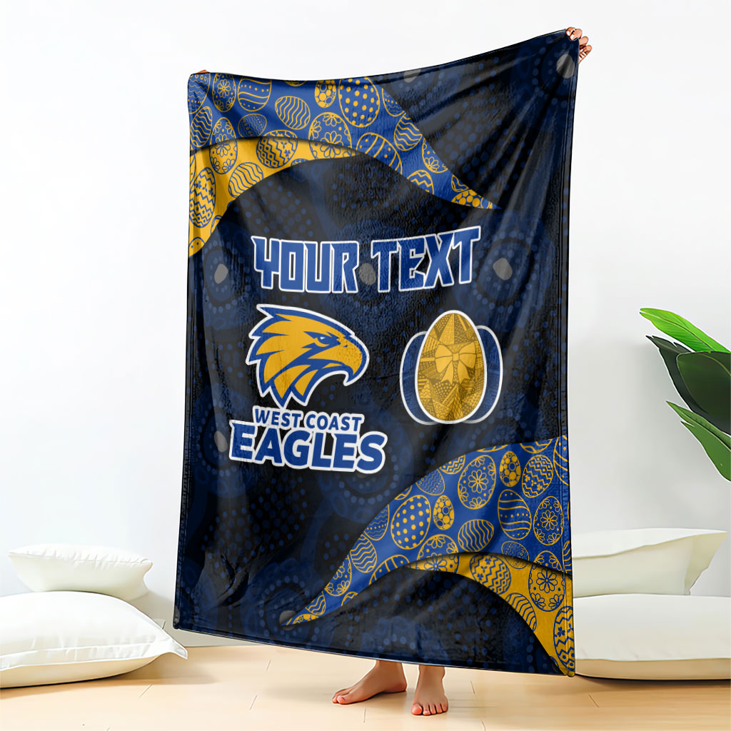 Personalized West Coast Eagles Football Blanket Easter Egg Pattern Blue Gold Tribal Dot Art Style
