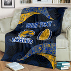 Personalized West Coast Eagles Football Blanket Easter Egg Pattern Blue Gold Tribal Dot Art Style