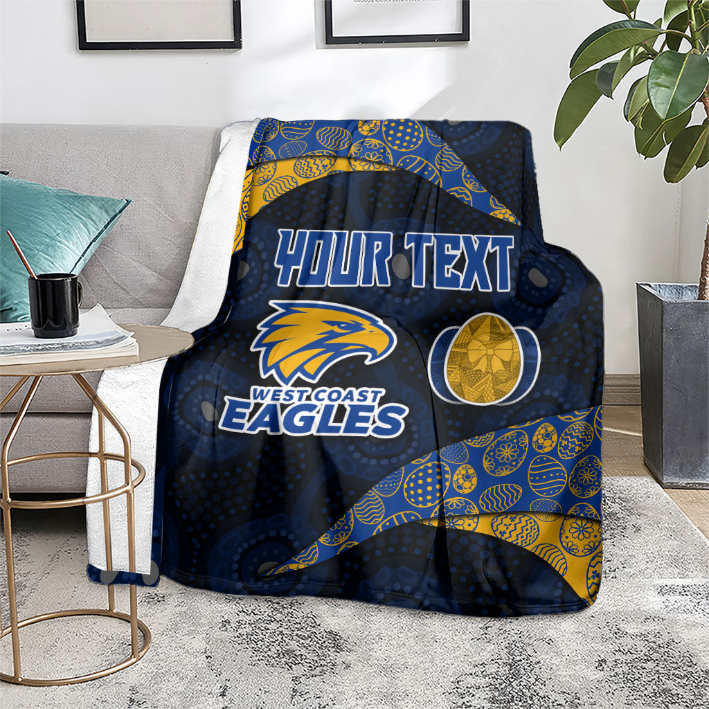 Personalized West Coast Eagles Football Blanket Easter Egg Pattern Blue Gold Tribal Dot Art Style