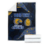 Personalized West Coast Eagles Football Blanket Easter Egg Pattern Blue Gold Tribal Dot Art Style