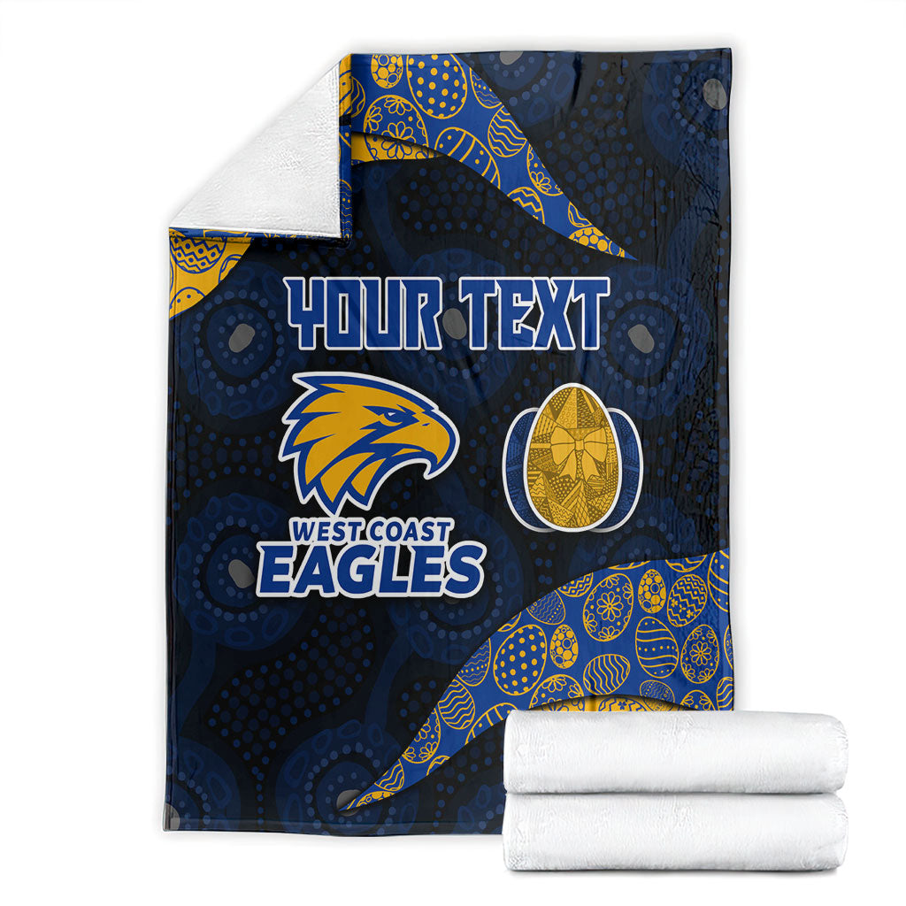 Personalized West Coast Eagles Football Blanket Easter Egg Pattern Blue Gold Tribal Dot Art Style
