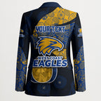 Personalized West Coast Eagles Football Blazer Easter Egg Pattern Blue Gold Tribal Dot Art Style