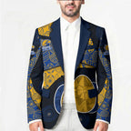 Personalized West Coast Eagles Football Blazer Easter Egg Pattern Blue Gold Tribal Dot Art Style