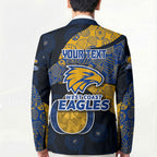 Personalized West Coast Eagles Football Blazer Easter Egg Pattern Blue Gold Tribal Dot Art Style