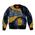 Personalized West Coast Eagles Football Bomber Jacket Easter Egg Pattern Blue Gold Tribal Dot Art Style