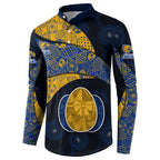Personalized West Coast Eagles Football Button Sweatshirt Easter Egg Pattern Blue Gold Tribal Dot Art Style