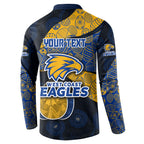 Personalized West Coast Eagles Football Button Sweatshirt Easter Egg Pattern Blue Gold Tribal Dot Art Style