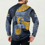 Personalized West Coast Eagles Football Button Sweatshirt Easter Egg Pattern Blue Gold Tribal Dot Art Style